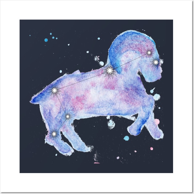 Aries Galaxy Watercolor Wall Art by Dbaudrillier